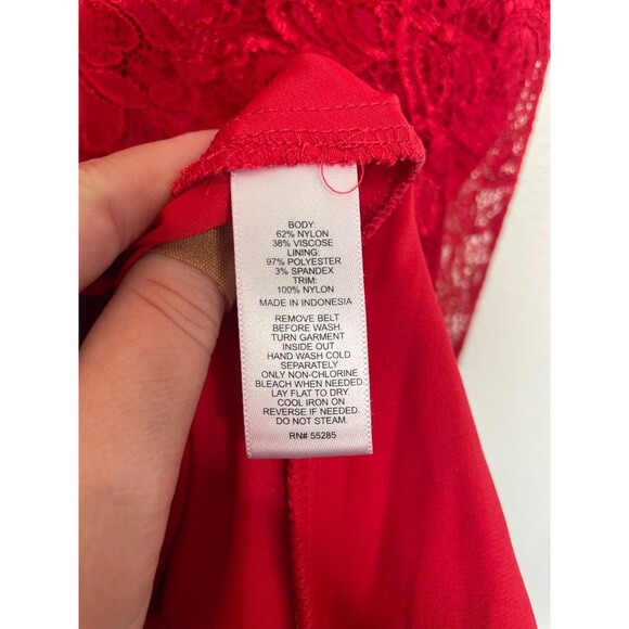 Express Size 4 Mini Lace Dress Red V-Neck Fit & Flare Cocktail Sleeveless NWT - Picture 10 of 13